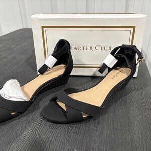 Charter Club Gippi Wedge Dress Sandals – Black | Size 7.5 (Brand New)